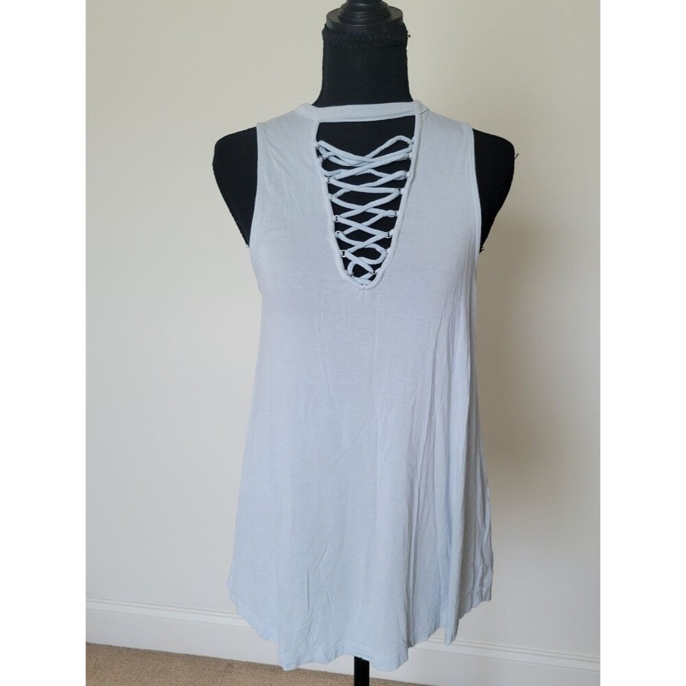 American Eagle Outfitters White Lace-Up Front Tank Size S